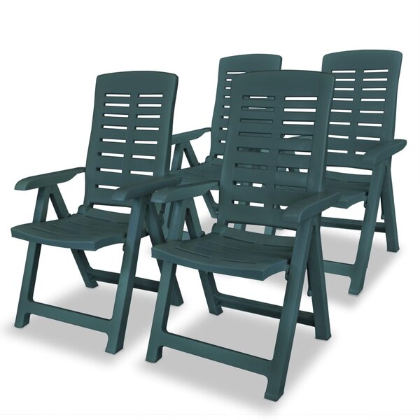 vidaXL Chaises inclinables de jardin lot de 4 Plastique Vert