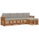 vidaXL Ensemble de canapés d'extérieur 5 Pièces Gris Naturel et Clair