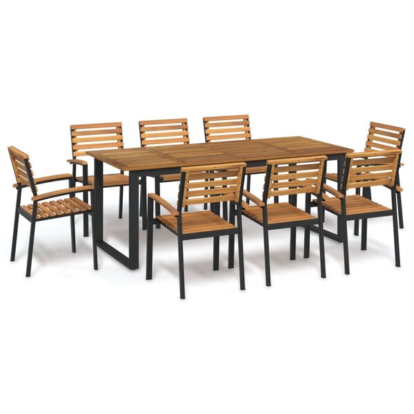 vidaXL Ensemble à manger de jardin 9 Pièces bois d'acacia solide et métal