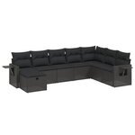 vidaXL Salon de jardin 8 Pièces avec coussins noir résine tressée