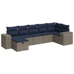 vidaXL Salon de jardin avec coussins 7 Pièces gris résine tressée