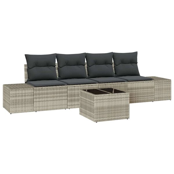 vidaXL Ensemble de canapé de jardin 5 Pièces Gris clair 55 x 55 x 37 cm