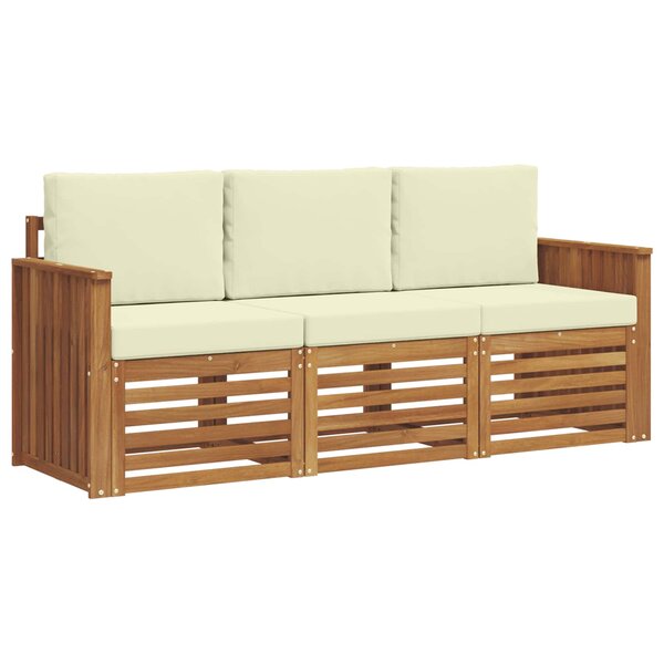 vidaXL Ensembles de canapés 3 pc Naturel et Crème Bois d'Acacia Massif