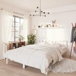 vidaXL Cadre de lit Blanc Bois de pin massif 135x190 cm Double