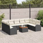 vidaXL Ensemble de canapé de jardin 10 Pièces Noir Poly rotin