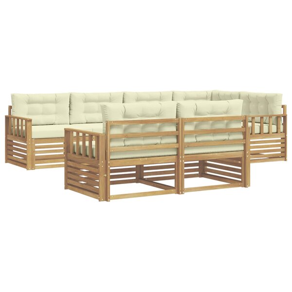 vidaXL Ensemble de canapés d'extérieur 7 pc Blanc et crème Polyester