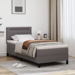 vidaXL Lit Box Spring avec matelas gris  100 x 200 cm  simili cuir