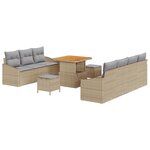 vidaXL Ensemble de canapé de jardin 10 pièces avec coussins beige poly rattan acacia