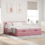 vidaXL Cadre de lit ottoman avec matelas rose 180x200 cm velours