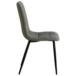 Lot de 6 chaises de salle a manger en tissu aspect lin gris  pieds metal noir