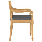 vidaXL Chaises Batavia lot de 4 avec coussins Bois de teck solide