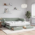 vidaXL Lit de jour avec lit gigogne et tiroirs 100x190 cm velours
