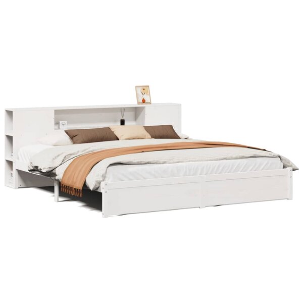 vidaXL Lit bibliothèque sans matelas blanc 180x200 cm bois pin massif