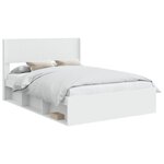vidaXL Cadre de lit avec rangement et tête de lit Blanc 140 x 200 cm