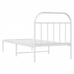 vidaXL Cadre de lit métal sans matelas avec tête de lit blanc 90x190cm