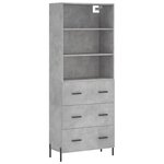 vidaXL Buffet haut Gris béton 69 5x34x180 cm Bois d'ingénierie