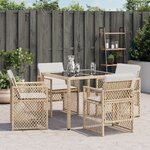vidaXL Chaises de jardin avec coussins lot de 4 beige résine tressée