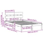 vidaXL Cadre de lit avec tête de lit Marron Ciré 135x190 cm Bois Massif Pin