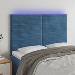 vidaXL Tête de lit à LED Bleu foncé 144x5x118/128 cm Velours