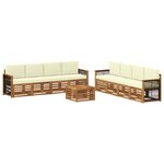 vidaXL Ensembles de canapés avec coussin 9 Pièces Bois d'Acacia Massif