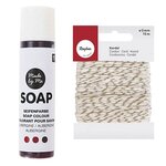 Colorant pour savon aubergine 10 ml + Ficelle dorée & blanche 15 m