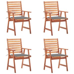 vidaXL Chaises à manger d'extérieur lot de 4 et coussins Acacia massif