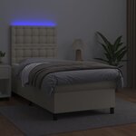 vidaXL Sommier à lattes de lit avec matelas et LED Crème 90x200 cm