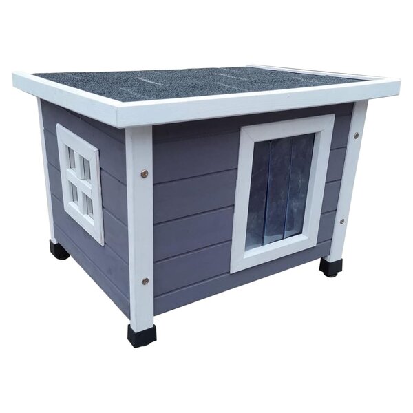@Pet Maison d'extérieur pour chats XL 68 5x54x51 5 cm Bois Gris/blanc