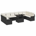 vidaXL Ensemble de canapé de jardin 11 Pièces Noir Poly Rattan