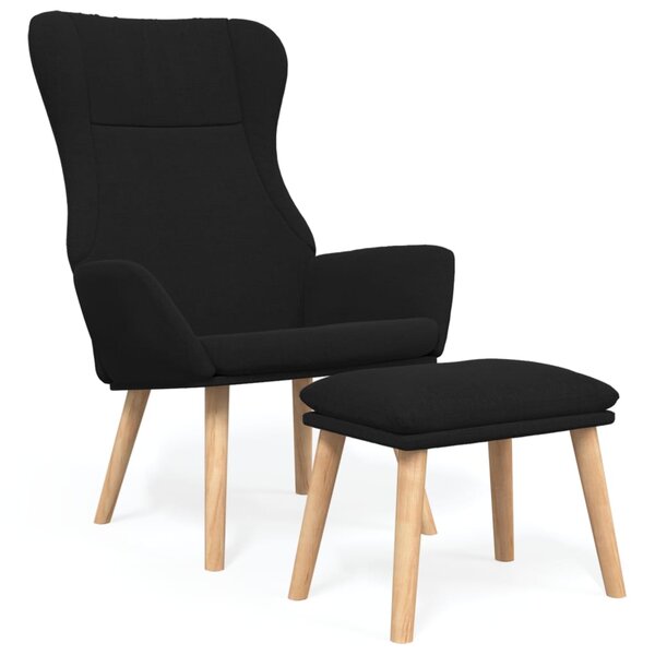vidaXL Chaise de relaxation avec repose-pied Noir Tissu
