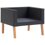 vidaXL Canapé simple de jardin avec coussins Résine tressée Noir