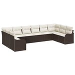 vidaXL Ensemble de canapé de jardin 10 Pièces Marron et blanc polyrotin