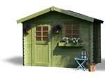 Abri jardin bois "Sologne" - Modèle imprégné (vert) - 8.88 m² - 2.98 x 2.98 x 2.39 m - 28 mm