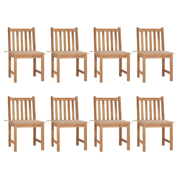 vidaXL Chaises de jardin lot de 8 avec coussins Bois de teck massif