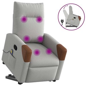 vidaXL Fauteuil de massage inclinable gris nuage tissu