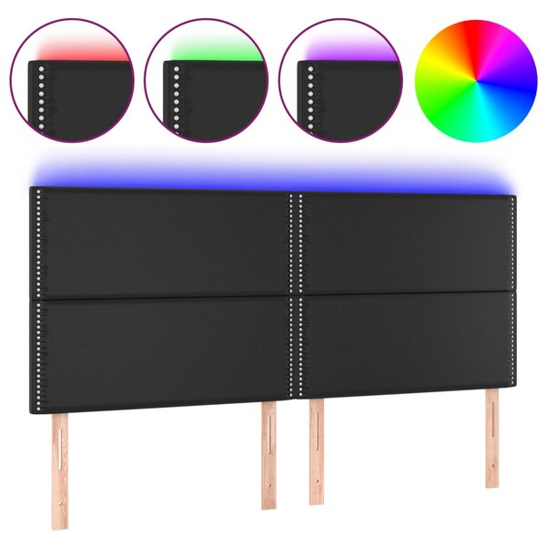 vidaXL Tête de lit à LED Noir 180x5x118/128 cm Similicuir