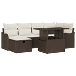 Set de canapé de jardin vidaXL 7 pièces avec coussins marron en poly rotin