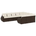 vidaXL Salon de jardin 10 Pièces avec coussins marron résine tressée