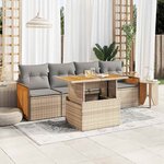 vidaXL Salon de jardin avec coussins 5 Pièces beige résine tressée acacia