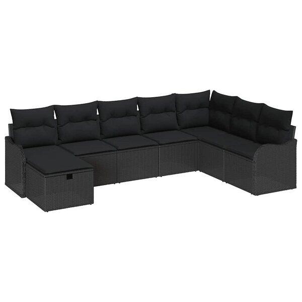 vidaXL Ensemble de Canapés avec coussin avec stockage Noir polyrotin