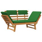 vidaXL Banc de jardin avec coussins 2-en-1 190 cm Bois solide d'acacia