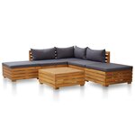 vidaXL Salon de jardin 6 Pièces avec coussins Bois d'acacia Gris foncé
