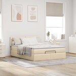 vidaXL Lit ottoman avec matelas crème 140x190 cm tissu