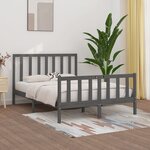 vidaXL Cadre de lit Gris Bois massif 150x200 cm Très grand