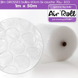 1 rouleau de film grosses bulles d'air largeur 1m x longueur 50m - gamme air'roll  eco