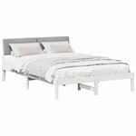 vidaXL Cadre de lit avec tête de lit Blanc et gris clair 135 x 190 cm