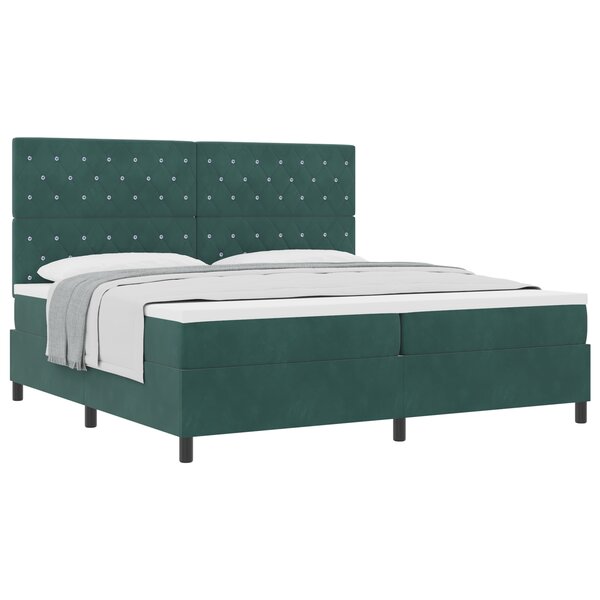 Lit avec sommier et matelas vidaXL Vert foncé 200x200 cm Velours