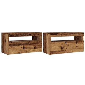 vidaXL Meubles TV avec lumières LED 2 Pièces vieux bois bois d'ingénierie