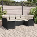 vidaXL Ensemble de canapé de jardin avec coussin 6 Pièces Noir Poly rotin