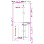 vidaXL Buffet haut Blanc 69 5x34x180 cm Bois d'ingénierie